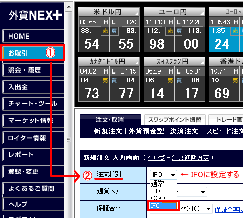 外為どっとコム(FXステージ)、お取引画面