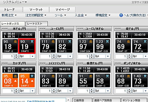 外為どっとコム、FXステージの取引画面