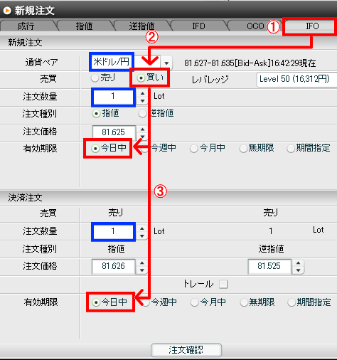 IFO注文画面