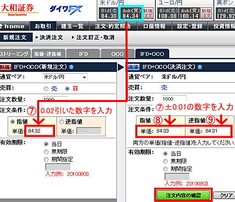 IFD+OCOの注文金額を指定する