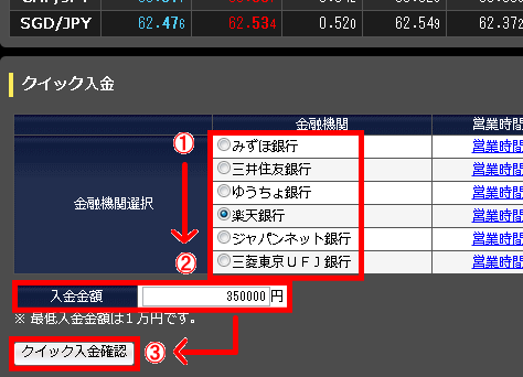 クイック入金の行い方