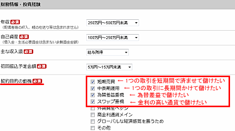 住所や連絡先などの入力欄