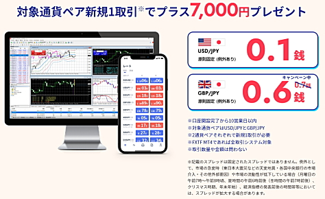 FXTFの無料新規口座開設では、1取引完了で現金3,000円プレゼント