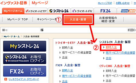 インヴァスト証券の取引画面にログインする方法