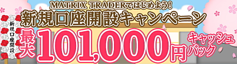 JFXのFX口座「MATRIX TRADER」新規口座開設キャンペーン