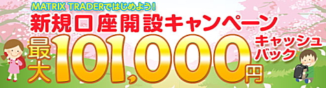 新規口座開設キャンペーンで、最大101,000円キャッシュバック!