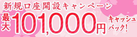 新規口座開設キャンペーンで、最大101,000円キャッシュバック！