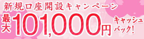 新規口座開設キャンペーンで、最大101,000円キャッシュバック!